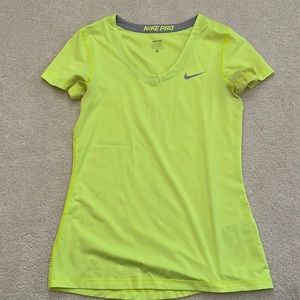 Nike Pro short sleeved athletic top, size medium, fluorescent color!